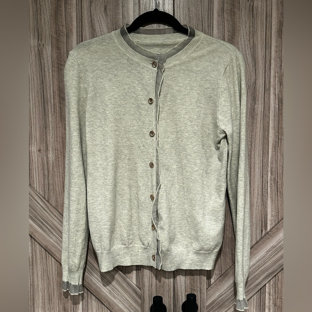 Contrast Mesh Button Front Cardigan - Picture 2 of 7